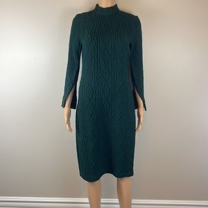 No. 6 Store Dark Green Cable Knit Sweater Dress